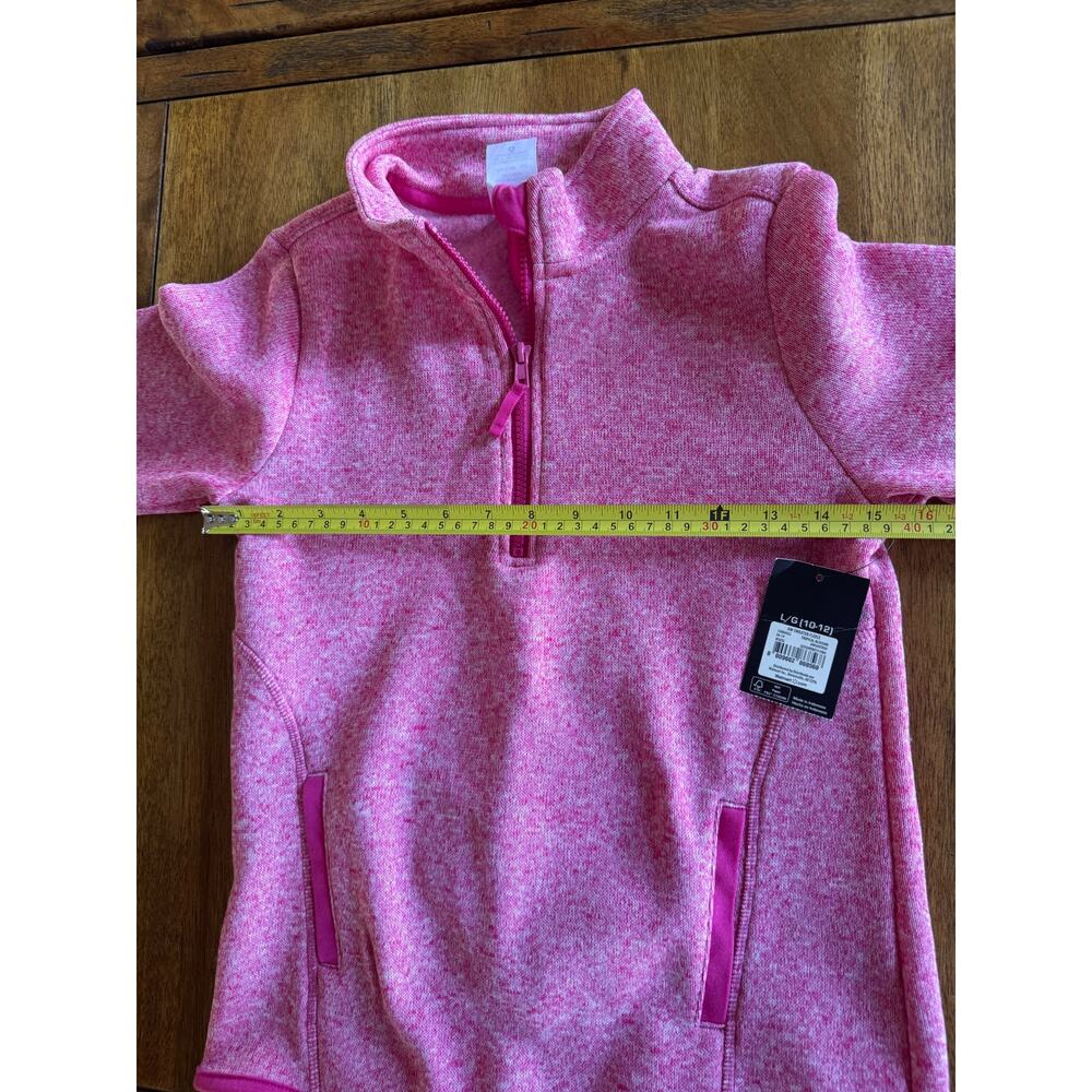 NWT Athletic Works Girls L 10-12 Pink Sweater Fleece 1/4 Zip Pullover - Picture 6 of 10